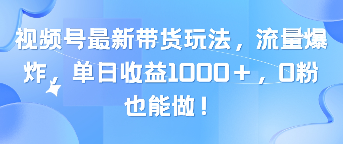 （10858期）视频号最新带货玩法，流量爆炸，单日收益1000＋，0粉也能做！-度娘社团