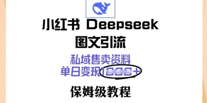 小红书Deepseek图文引流，私域售卖资料，单日变现多张，保姆级教程-度娘社团
