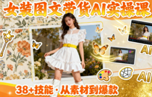 女装图文带货的AI实操课，覆盖38个实用技能，快速提升素材制作效率-度娘社团