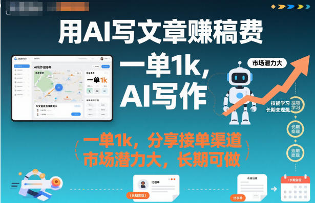 用AI写文章賺稿费，一单1k，分享接单渠道，市场潜力大，长期可做-度娘社团