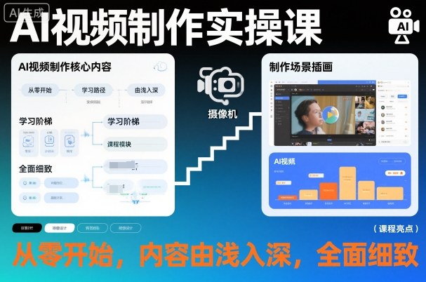 AI视频制作实操课，从零开始，内容由浅入深，全面细致-度娘社团