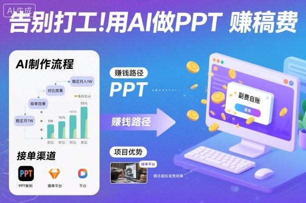 告别打工！用AI做PPT賺稿费，稳定月入1W，提供接单渠道-度娘社团