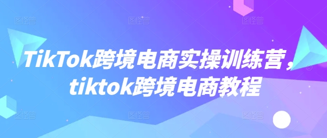 TikTok跨境电商实操训练营，tiktok跨境电商教程-度娘社团