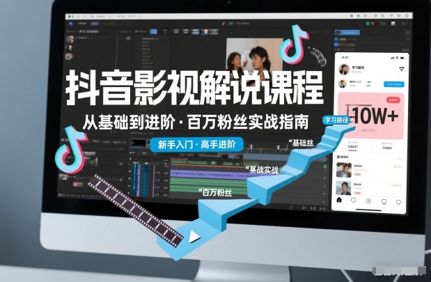 抖音百万粉丝影视解说课程，基础到进阶课，适合新手和进阶学习-度娘社团