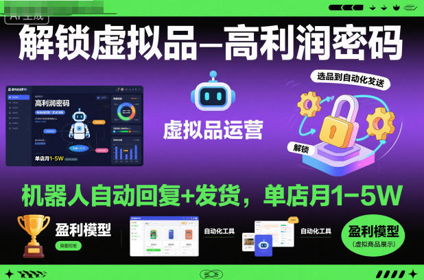 解锁虚拟品高利润密码：机器人自动回复+发货，单店月1-5W【揭秘】-度娘社团