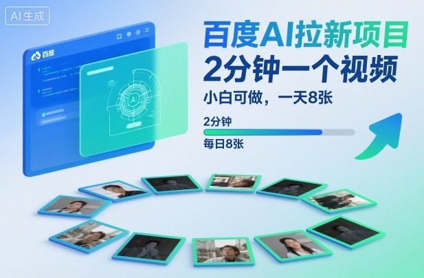 百度AI拉新项目，2分钟一个视频，小白可做，一天8张【附案例+保姆级教程】-度娘社团