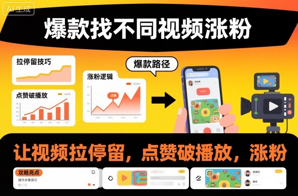 爆款找不同视频涨粉，让视频拉停留，实现点赞，破播放，涨粉-度娘社团