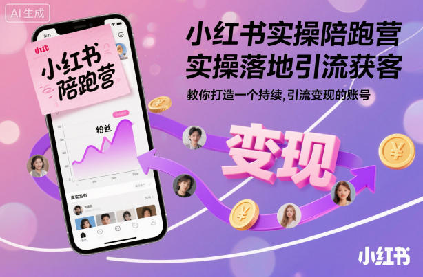 小红书实操陪跑营，实操落地引流获客，教你打造一个持续引流变现的账号-度娘社团