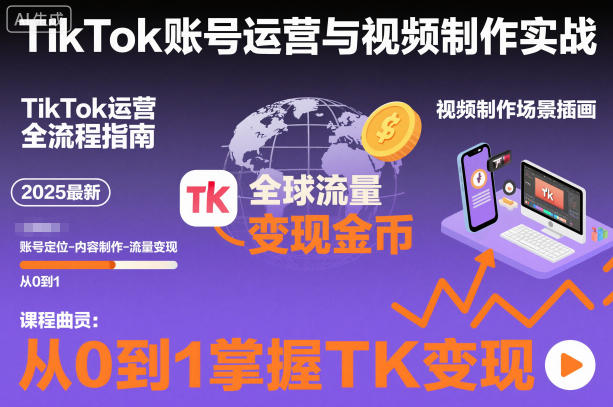 2025最新TikTok账号运营与视频制作实战全流程，从0到1掌握TK变现（含11月最新TK搬运技术）-度娘社团