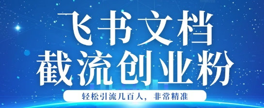 利用飞书文档截流创业粉轻松引流200+-度娘社团