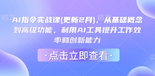AI指令实战课(更新2月)，从基础概念到高级功能，利用AI工具提升工作效率和创新能力-度娘社团