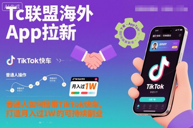 Tc联盟海外App拉新：普通人如何搭乘TikTok快车，打造月入过1W的可持续副业-度娘社团