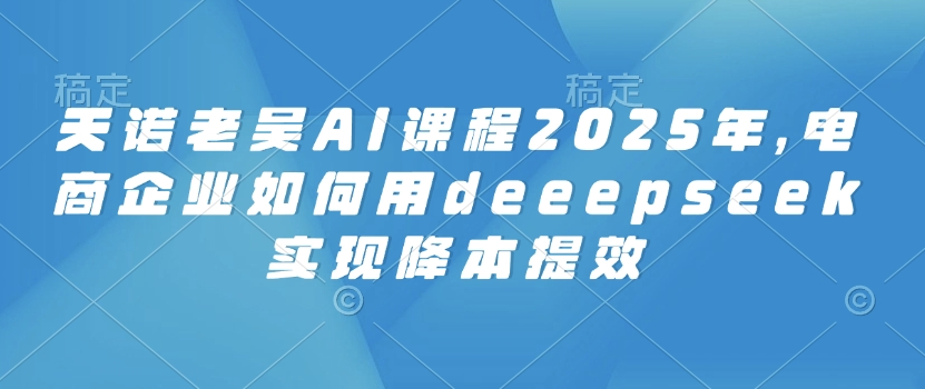 天诺老吴AI课程2025年，电商企业如何用deeepseek实现降本提效-度娘社团