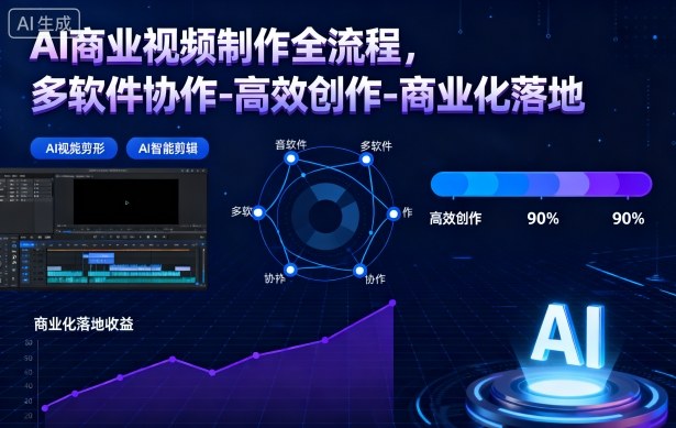 AI商业视频制作全流程，多软件协作-高效创作-商业化落地-度娘社团