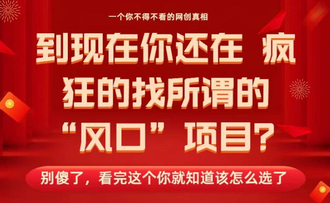 马上26年了，你还在找所谓的风口项目？别傻了，看完这个你全都懂了！【揭秘】-度娘社团