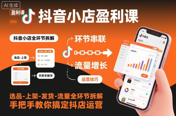 抖音小店盈利课-选品-上架-发货-流量全环节拆解，手把手教你搞定抖店运营-度娘社团