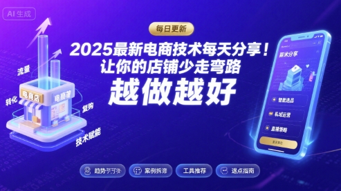 2025最新电商技术每天分享，让你的店铺少走弯路，越做越好(更新11月)-度娘社团