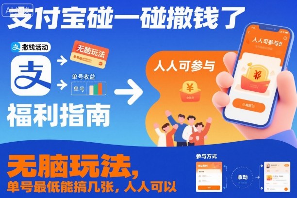 支付宝碰一碰撒钱了，无脑玩法，单号最低能搞几张，人人可以撸【揭秘】-度娘社团