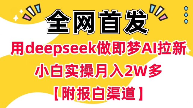 用deepseek做即梦Ai拉新 小白实操月入过W+【附报白渠道】-度娘社团