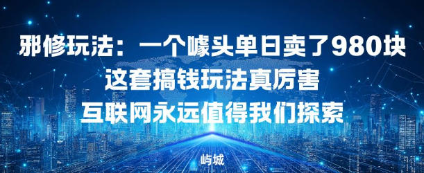 邪修玩法：一个噱头单日卖了980米这套搞钱玩法真厉害互联网永远值得我们探索-度娘社团