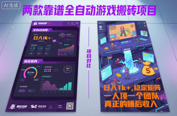 两款靠谱全自动游戏搬砖项目，日入1k+，稳定可矩阵，一人顶一个团队，真正的睡后收入【揭秘】-度娘社团