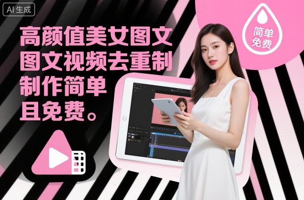 高颜值美女图文视频去重制作教学，制作简单且免费-度娘社团