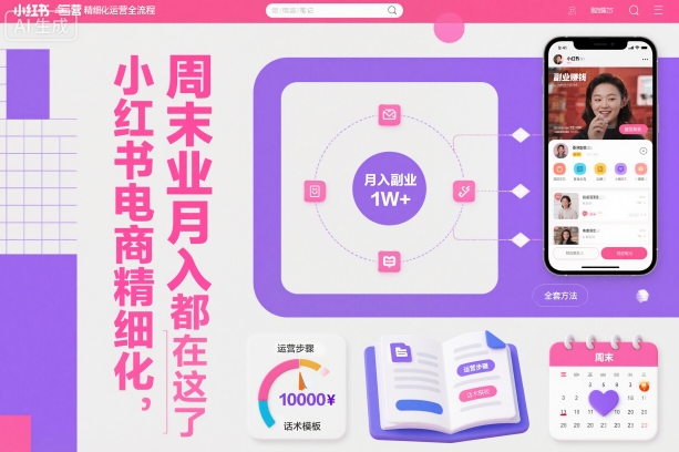 小红书电商精细化运营全流程，周末副业月入1W+，全套方法都在这了-度娘社团