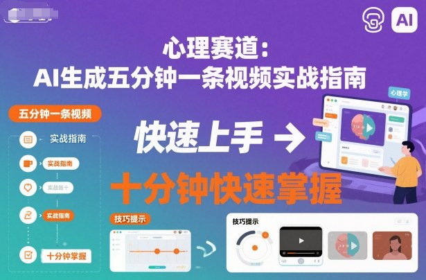 心理赛道：AI生成五分钟一条视频实战指南，十分钟快速掌握-度娘社团