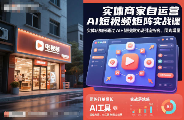 实体商家自运营AI短视频矩阵实战课，实体店如何通过AI+短视频实现引流拓客、团购增量-度娘社团
