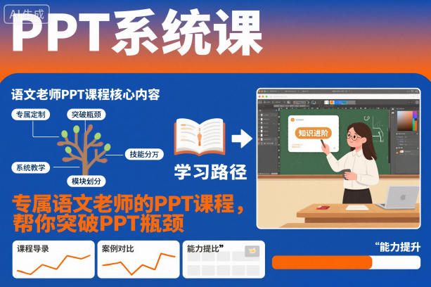 PPT系统课，专属语文老师的PPT课程，帮你突破PPT瓶颈-度娘社团