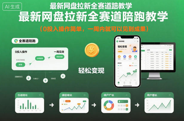 最新网盘拉新全赛道陪跑教学，0投入操作简单，一周内就可以见到成果-度娘社团