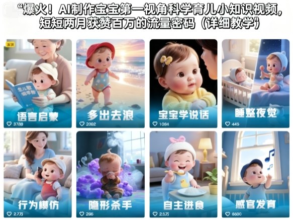 爆火！AI制作宝宝第一视角科学育儿小知识视频，短短两月获赞百万的流量密码（详细教学）-度娘社团